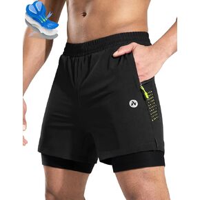Men's Mountain Bike Shorts 4D Padded Cycling Bicycle Biker Riding Gel MTB Shorts Zip Pockets Black/Green M
