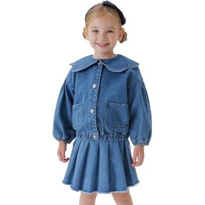 Marc & Janie Girls Lace Large Label Denim Jacket Jacket Sced Sleeve Cotton Ofterwear Button Button Down Tops 250197