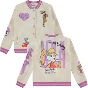 Looney Tunes Lola Bunny Varsity Bomber Jacket - أحجام فتاة صغيرة وكبيرة 4-16
