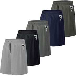 شورت Aserlin للرجال الرياضي Mesh Gym Gym Activewear Forbour Shorts مع جيوب 5 حزمة