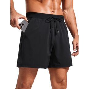 CRZ YOGA Gym Shorts Men 5" Side Split Quick Dry Lightweight Stretchy for Athletic Workout Running with Zipper Pocket