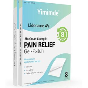 4% Lidocaine Numbing Patches | Maximum Strength Pain Relief for Back, Neck, Shoulders, Knees, Elbows | Fast Acting, Unscented| 8 Count Value Pack