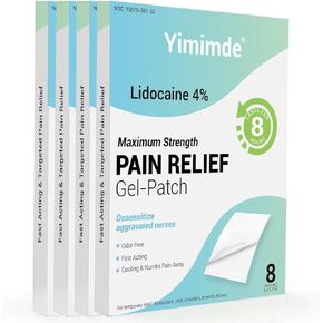 4% Lidocaine Numbing Patches | Maximum Strength Pain Relief for Back, Neck, Shoulders, Knees, Elbows | Fast Acting, Unscented| 8 Count Value Pack in Kuwait