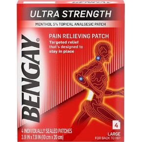 BENGAY Ultra Strength Pain Relieving Patches Large Size 4 Each (Pack of 5)