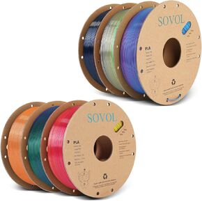 Sovol 3D Printer Silk Shiny Multicolored Fast Change Rainbow PLA 1kg (2.2 lbs) Spool 3D Printing Materials, Dimensional Accuracy +/- 0.03 mm, 1.75 mm, Purple Rainbow (5 Colors) in Kuwait