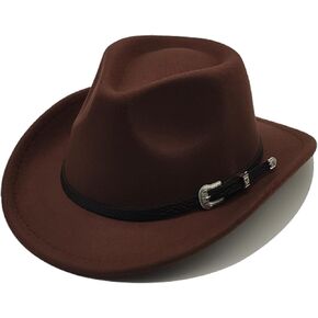 Kids Cowboy Hat for Girls Boys Unisex Western Cowgirl Hat with Buckle Belt Wide Brim Fedora Hat Dress Up Costume