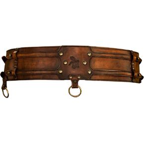 Medieval Viking Belt, Medieval Wide Waist Belt Vintage Artificial Leather Waist Belts with Buckle for Men Cosplay