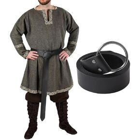 Berenlu Renaissance Belt, Durable Medieval Leather Belt, Viking Pirate Costume Belt for LARP, Ren Faire, Cosplay Accessories