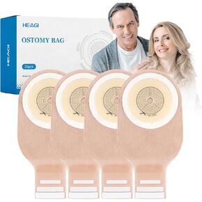 20 Pack Colostomy Bags, One Piece Ostomy Bag Ostomy Supplies, 15 mm-60 mm Cut to Fit Drainable Pouches with Closure for Ileostomy Stoma Care