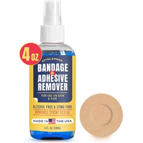 Sting-Free Adhesive Remover - 4 oz Gentle & Pain-Free Bandage, Strong Adhesive Remover - Ideal for Sensitive Skin, Sports Tape, Dialysis Ports, Continuous Blood Glucose Monitoring, Colostomy Bag Care