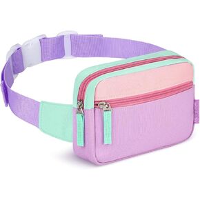 Woomada Fanny Pack ، حقيبة خصر حقيبة Crossbody مع حزام قابل للتعديل ، حقيبة حزام لطيفة للهدايا (الفيروز والأرجواني)