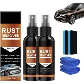 Rust Remover Spray, Rust Remover for Metal, Iron Stain Cleaner for Multiple Surfaces, No-Sanding Formula Fast-Acting Safe on Wheels, Boats, Motorcycles (30ml, 2Pcs)