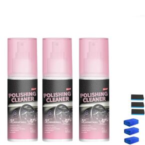 3Pcs Polishing Cleaner Cars Interior,Interior Detailer Spray, Car Interior Detailing Cleaner for Car Interiors Detailing,Rubber,Leather & More, Multi-Surface Cleaning for Cars Interior