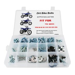 Xitomer 247 PCS Plastics Engine Body Frame Exhaust Bolts Kit Fit for TTR Series / MX80 90 110 MX125 MX250 / XT50 80 90 110 125 / TW125 TW200 TW225 230 TW250 Motorcycle Bolts Kit