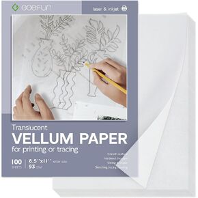 ورق تتبع مقاس 8.5 × 11 للرسم - 100 ورقة ورق رق من Goefun مقاس 8.5 × 11 شفاف قابل للطباعة لتراكبات البطاقات والدعوات وأحزمة البطن