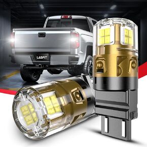 LASFIT 3157 LED Reverse Lights Fit for Silverado 1500 2500 3500 HD, Super Bright 6000K Xenon White Backup Bulbs, Fit 3156 3057 3047 4114 4157 4057 Sockets, Back Up DRL Tail Light Replacement, 2PCS