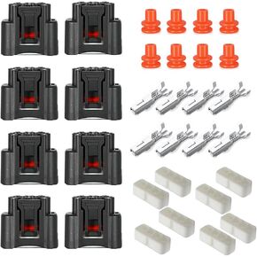 موصل توصيل ملف الاشتعال 4 دبوس 90980-11885/7283-7449 متوافق مع 2000-2010 تويوتا كامري لكزس ياريس (8 عبوة)