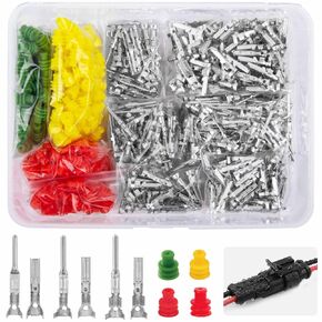 JRready ST6523 Pin Connector Kit Wire Electrical Car Automotive Contact Male and Female Crimp Pin Superseal 1.5 14-16AWG/16-18AWG/20-22AWG 621Pcs