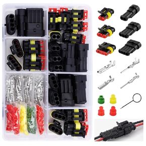 JRready ST6521 Automotive Connectors Waterproof 2 3 4 Wire Connector Kit Male and Female Terminals Quick Connect and Disconnect 14V Car Automotive Superseal 1.5 Series 16-22AWG 671Pcs