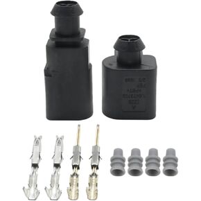 2Pcs 1J0973802 2-Pin Electrical Harness Connector Sensor Plug Kit, Replacement for Audi A1 A2 A3 A4 A6, Replace 1J0973702