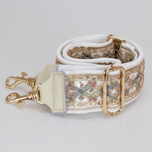 ALLZEDREAM Purse Strap Crossbody Replacement Handbag Shoulder Bag 2" Wide Adjustable Lace Sequins Genuine Leather Ends in Saudi Arabia