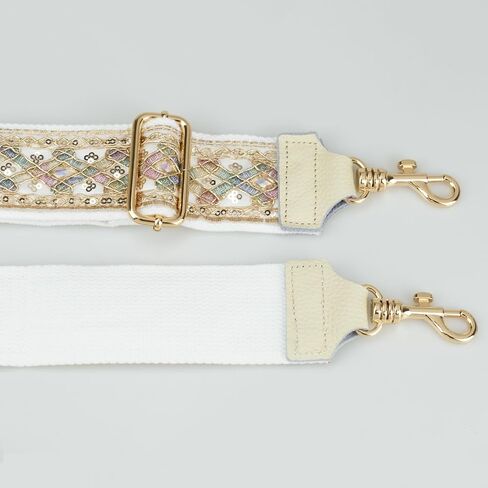 ALLZEDREAM Purse Strap Crossbody Replacement Handbag Shoulder Bag 2" Wide Adjustable Lace Sequins Genuine Leather Ends in Saudi Arabia