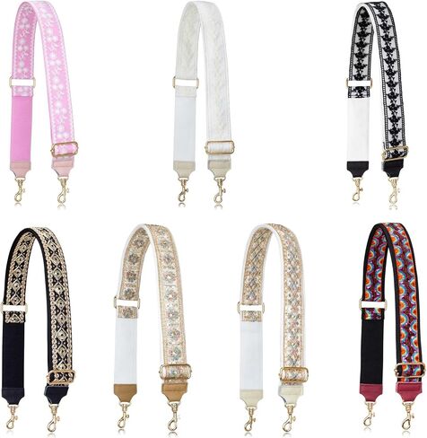 ALLZEDREAM Purse Strap Crossbody Replacement Handbag Shoulder Bag 2" Wide Adjustable Lace Sequins Genuine Leather Ends in Saudi Arabia