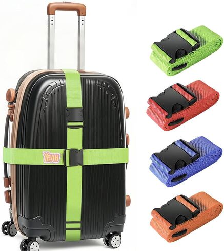Adjustable Luggage Straps for Suitcases – 4 Pack Bright Colors, Quick-Release Buckle, Secure Travel Luggage Strap for Easy Identification and Safety(Iridescent) in Kuwait