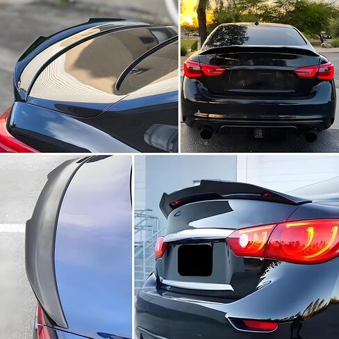 جناح المفسد الجذع الخلفي مناسبة ل infiniti Q50/ Q50s/ 2.0T/ 3.0T/ Luxe/ Premium 2014-2024 4-Door سيدان ، Gloss Black PSM Decklid Lip Accessories in Kuwait