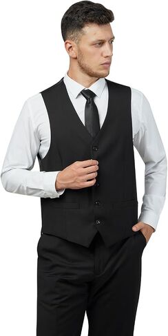 Men's Suit Slim Fit 3 Pieces Suit Set, Business Casual Suits for Men Two Button Soild Jacket Vest Pants Set with Tie in Saudi Arabia
