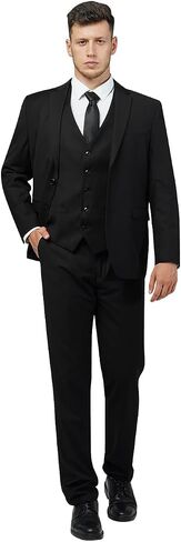 Men's Suit Slim Fit 3 Pieces Suit Set, Business Casual Suits for Men Two Button Soild Jacket Vest Pants Set with Tie in Saudi Arabia