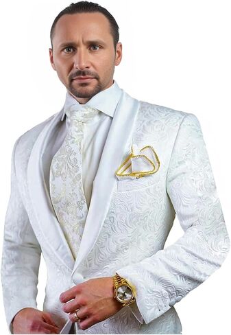 Mens Suits Prom Wedding Suits for Men White Pant Suit Set Classic Fit 2 Piece One Button Men's Suits in Saudi Arabia