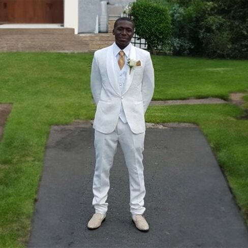 Mens Suits Prom Wedding Suits for Men White Pant Suit Set Classic Fit 2 Piece One Button Men's Suits in Saudi Arabia
