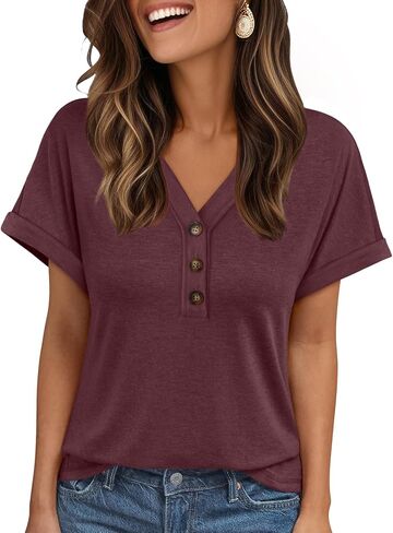 AUTOMET Short Sleeve V Neck T Shirts Womens Cap Sleeve Summer Casual Dressy Tops in Saudi Arabia