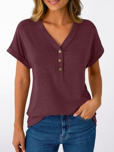 AUTOMET Short Sleeve V Neck T Shirts Womens Cap Sleeve Summer Casual Dressy Tops in Saudi Arabia