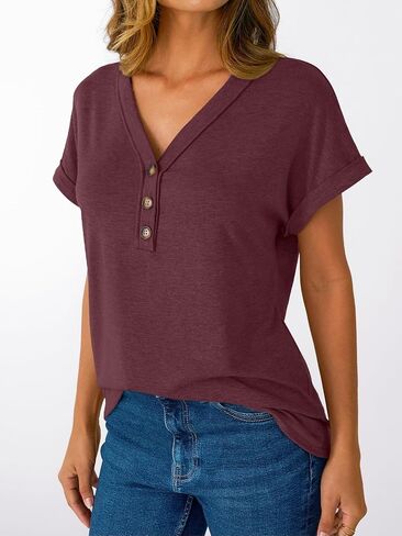 AUTOMET Short Sleeve V Neck T Shirts Womens Cap Sleeve Summer Casual Dressy Tops in Saudi Arabia