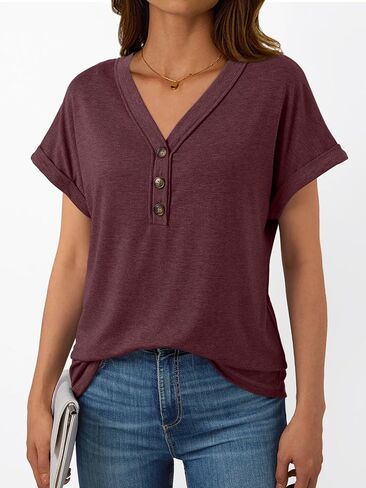 AUTOMET Short Sleeve V Neck T Shirts Womens Cap Sleeve Summer Casual Dressy Tops in Saudi Arabia