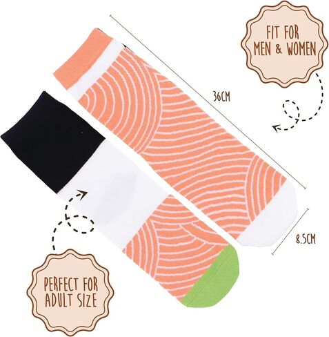 Pop Craze Sushi Socks in a Box - 2 أو 3 أزواج ، وحجم واحد يناسب أكثر ، جوارب الطعام الجدد ، هدية السوشي المضحكة لعيد الأم ، in Kuwait
