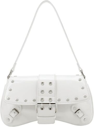 Ayliss Women's Shoulder Bag Small Purse Y2K Handbag Rivet Punk Hobo Purse with Buckle Top Handle Clutch Trendy Bag Club in Kuwait