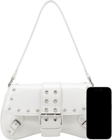 Ayliss Women's Shoulder Bag Small Purse Y2K Handbag Rivet Punk Hobo Purse with Buckle Top Handle Clutch Trendy Bag Club in Kuwait