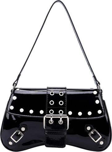 حقيبة كتف Ayliss Women's Latter Presh Y2K Handbag Proget Punk Hobo Presh مع Buckle Top Handle Handle Club العصرية Bag Club in Saudi Arabia