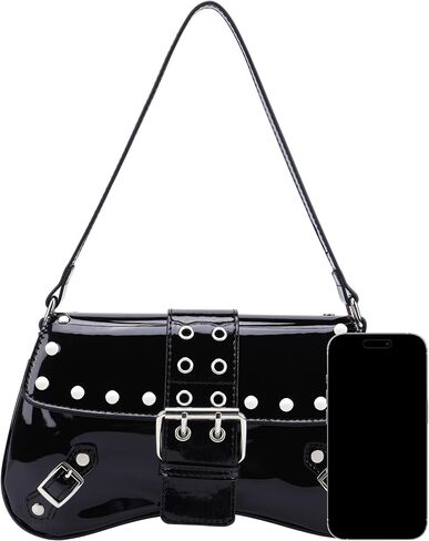 حقيبة كتف Ayliss Women's Latter Presh Y2K Handbag Proget Punk Hobo Presh مع Buckle Top Handle Handle Club العصرية Bag Club in Saudi Arabia