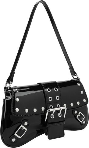 حقيبة كتف Ayliss Women's Latter Presh Y2K Handbag Proget Punk Hobo Presh مع Buckle Top Handle Handle Club العصرية Bag Club in Saudi Arabia