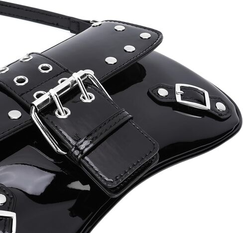 حقيبة كتف Ayliss Women's Latter Presh Y2K Handbag Proget Punk Hobo Presh مع Buckle Top Handle Handle Club العصرية Bag Club in Saudi Arabia