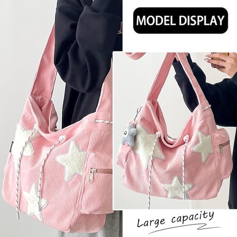 Star Crossbody Bag Women Corduroy Tote Bag Aesthetic Messenger Bag Cute Shoulder Bag Y2K Hobo Bag in Kuwait