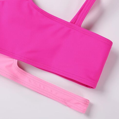 Girls 2 Piece Bathing Suits Kids Color-Blocking High Waist Bikini Set Teen Swimsuit Beach Swimwear for 3-16 Years in Kuwait