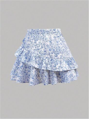 Gorglitter Girl's Floral Bow Mini Mini Skirt Drasal Tie Tie Side Summer Summer Trans in Saudi Arabia
