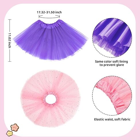 Zando Sparkle Tutu for Toddler Girls Kids 3 Layers 2-8 Years Halloween Princess Birthday Elastic Puffy Tulle Dance Skirt in Saudi Arabia
