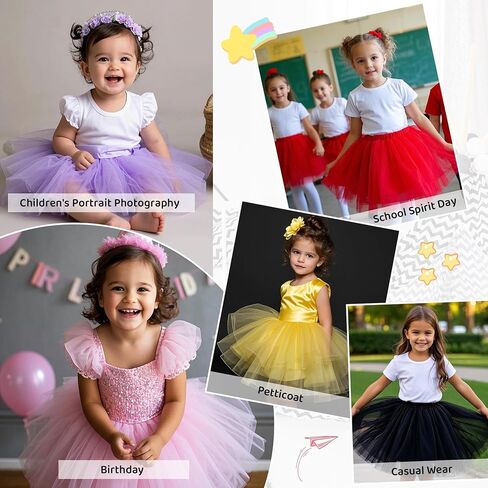 Zando Sparkle Tutu for Toddler Girls Kids 3 Layers 2-8 Years Halloween Princess Birthday Elastic Puffy Tulle Dance Skirt in Saudi Arabia