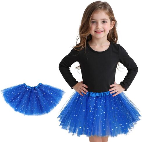 Zando Sparkle Tutu for Toddler Girls Kids 3 Layers 2-8 Years Halloween Princess Birthday Elastic Puffy Tulle Dance Skirt in Saudi Arabia